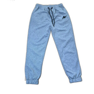 Romwe Men's Street Life Gray Jogger Sweatpants Lightning Bolt Graphic Size Small